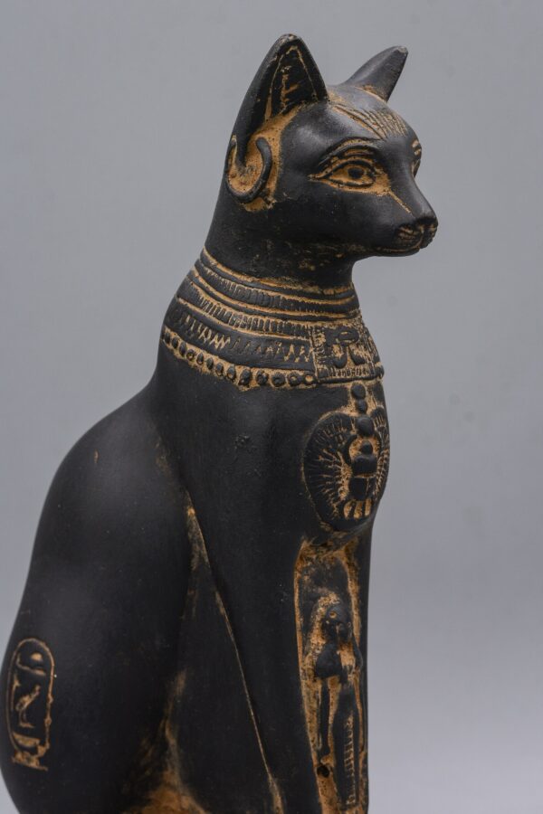 Unique Egyptian goddess Bastet cat statue black heavy stone made in Egypt - Image 3