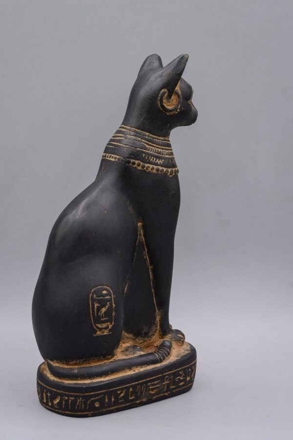 Unique Egyptian goddess Bastet cat statue black heavy stone made in Egypt - Image 4