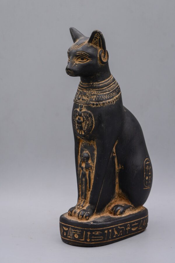 Unique Egyptian goddess Bastet cat statue black heavy stone made in Egypt - Image 5