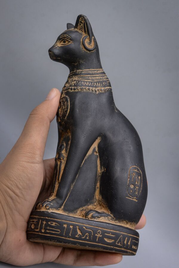 Unique Egyptian goddess Bastet cat statue black heavy stone made in Egypt - Image 6