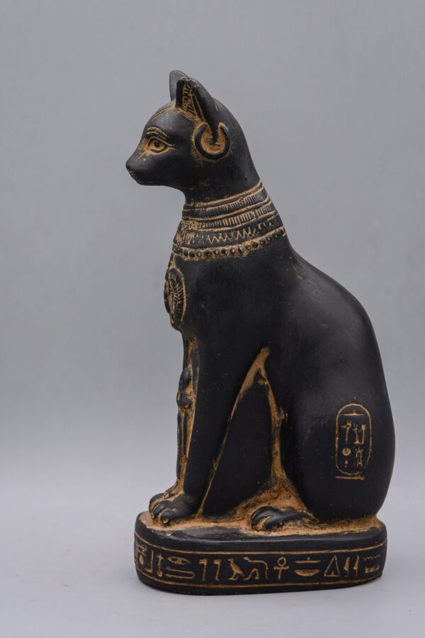 Unique Egyptian goddess Bastet cat statue black heavy stone made in Egypt - Image 8