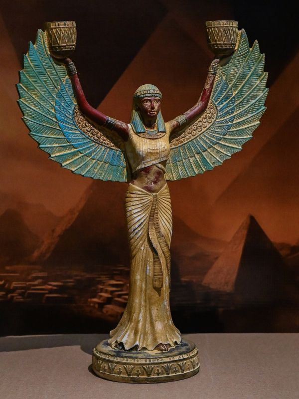 Egyptian statue of the goddess Isis with open wings made of stone Made in Egypt - Image 4