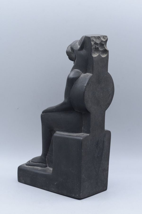 Unique Egyptian goddess Sekhmet Seated on Throne vintage basalt stone made in egypt - Image 3