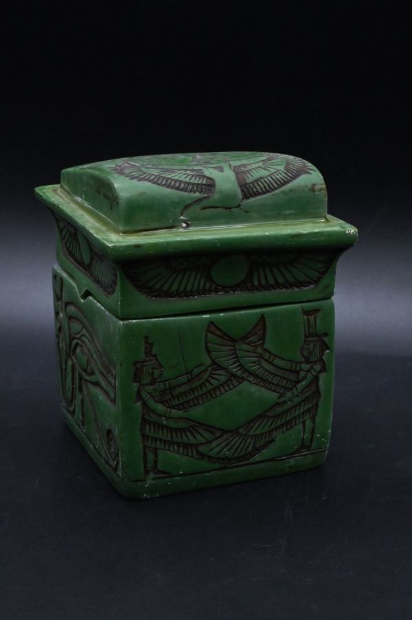 Canopic box 4 jars Pharaonic art Carved inscriptions stone made in Egypt - Image 3