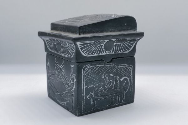 Canopic box 4 jars Pharaonic art Carved inscriptions stone made in Egypt - Image 3