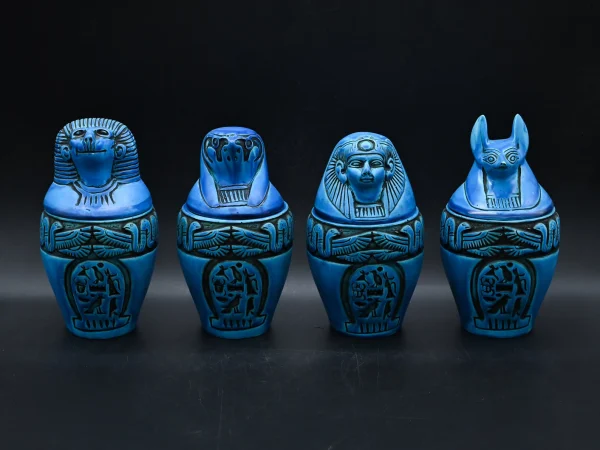 Unique Egyptian art Set of 4 canopic jars sons of Horus made in Egypt - Image 3