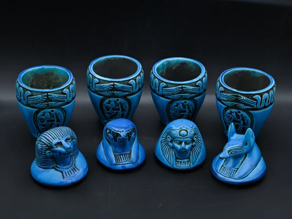 Unique Egyptian art Set of 4 canopic jars sons of Horus made in Egypt - Image 4