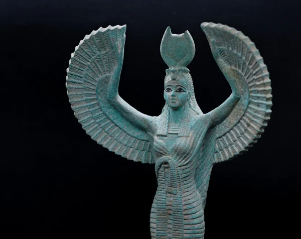 Egyptian statue of the goddess Isis with open wings stone Made in Egypt - Image 8