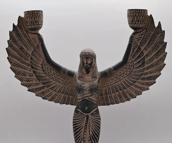 Egyptian statue of the goddess Isis with open wings made of stone Made in Egypt - Image 7