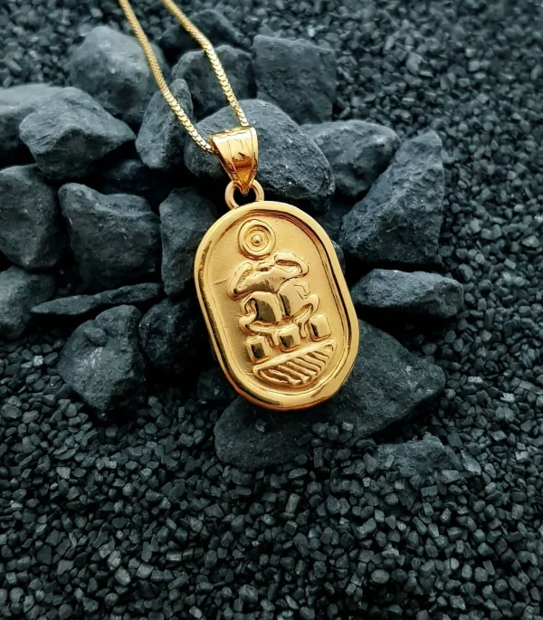 Medium Double Side Scarab Necklace, 18k Gold Scarab Necklace, Egyptian Beetle Pendant, Scarab Jewelry - Image 2