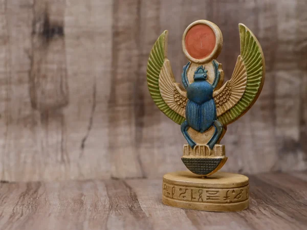 Egyptian statue of Winged SCARAB BEETLE Khepri stone made in Egypt - Image 2