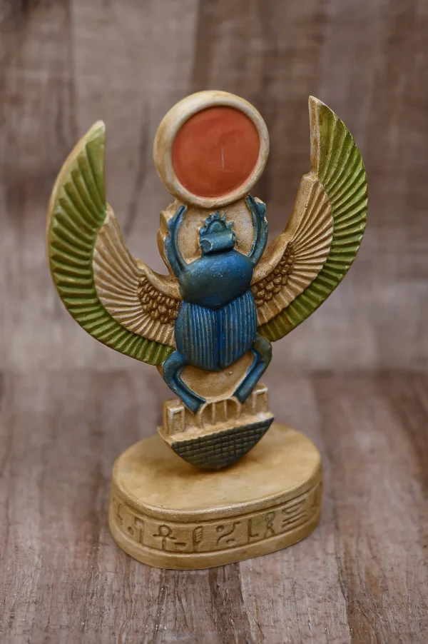 Egyptian statue of Winged SCARAB BEETLE Khepri stone made in Egypt - Image 4