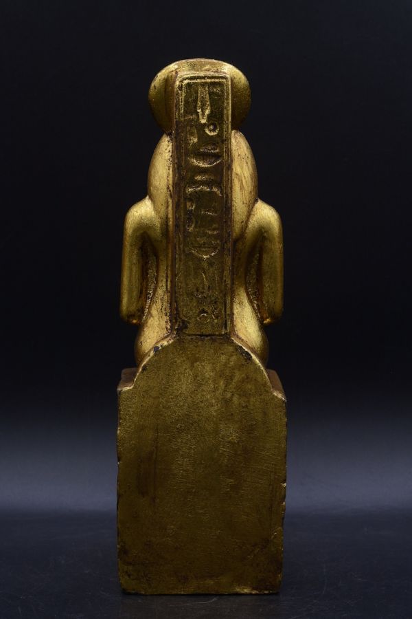 statue of Egyptian Goddess Sekhmet Sculpture seated heavy stone gold made in egypt - Image 2