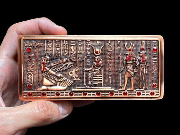 Egyptian Jewelry Box - Unique Metal Egyptian Trinket Box of Goddess Maat Isis Horus and Cleopatra - Handmade in Egypt