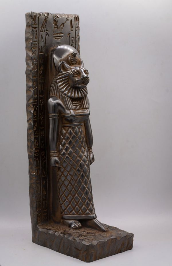 Statue Sekhmet goddess large Stela relief heavy black Sculpture With inscription Horus Made in Egypt - Image 8