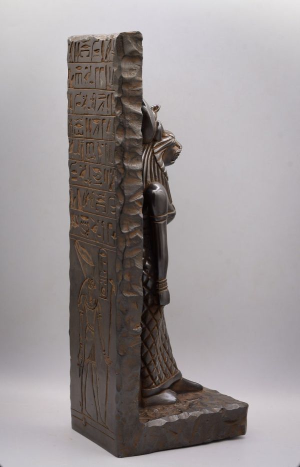 Statue Sekhmet goddess large Stela relief heavy black Sculpture With inscription Horus Made in Egypt - Image 3