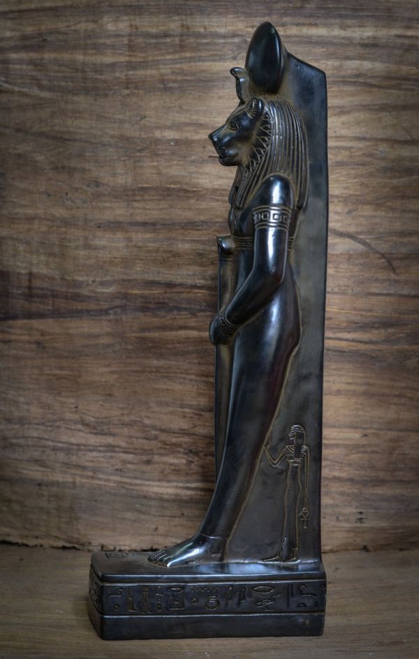 statue of Goddess Sekhmet black standing Large solid heavy ancient Egypt altar made in Egypt - Image 3