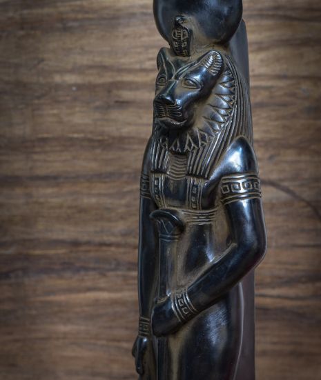 statue of Goddess Sekhmet black standing Large solid heavy ancient Egypt altar made in Egypt