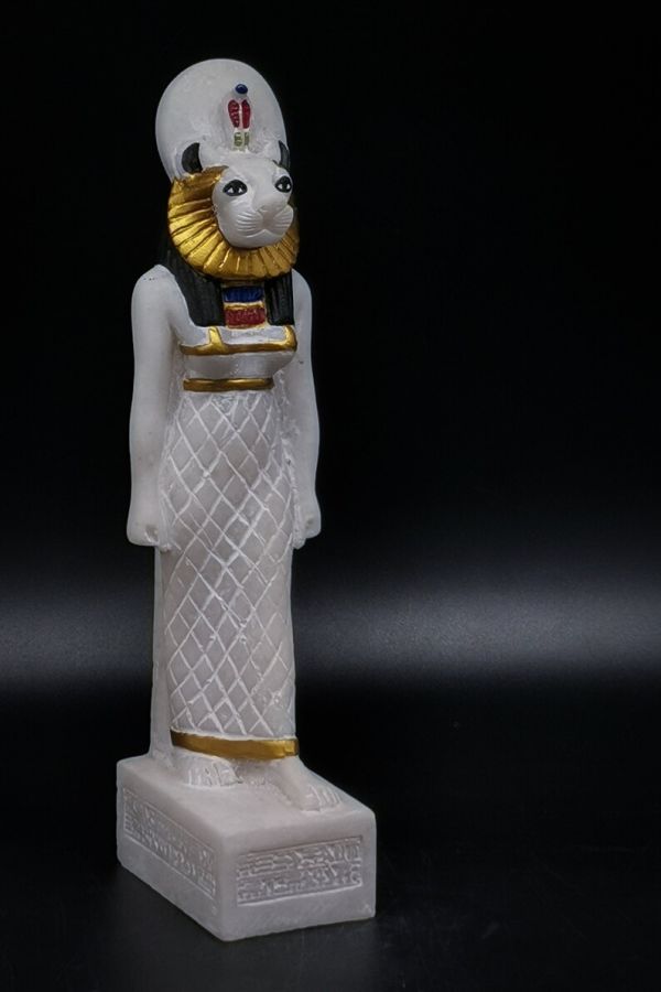 Goddess Sekhmet Statue Heavy White Altar Unique Art of Ancient Egypt Made in Egypt