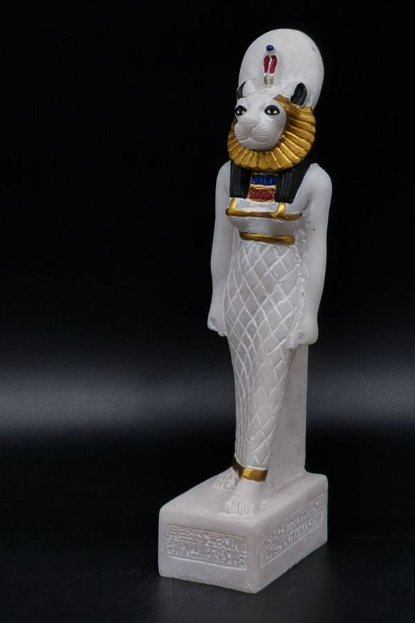 Goddess Sekhmet Statue Heavy White Altar Unique Art of Ancient Egypt Made in Egypt - Image 3