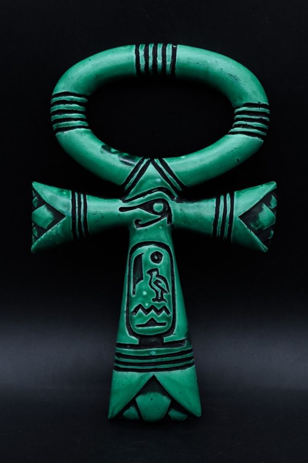 ANKH (key of life) with the eye of RA (symbol of protection)- Real stone with beautiful color-Our item is made with Egyptian soul