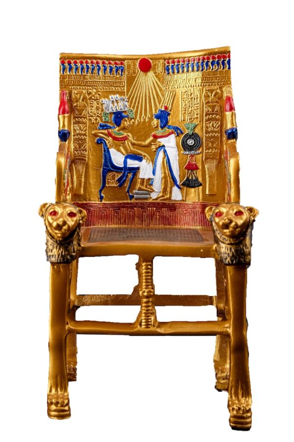 Gorgeous King Tutankhamun Throne - made from poly stone - hand painted Replica - handmade - made in Egypt - Image 8