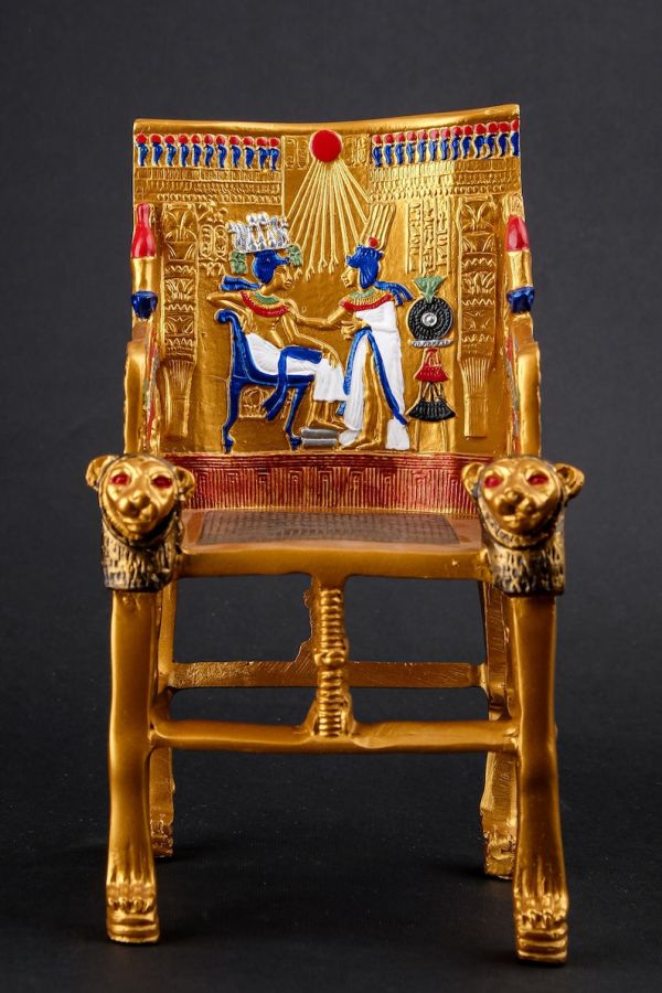 Gorgeous King Tutankhamun Throne - made from poly stone - hand painted Replica - handmade - made in Egypt - Image 7