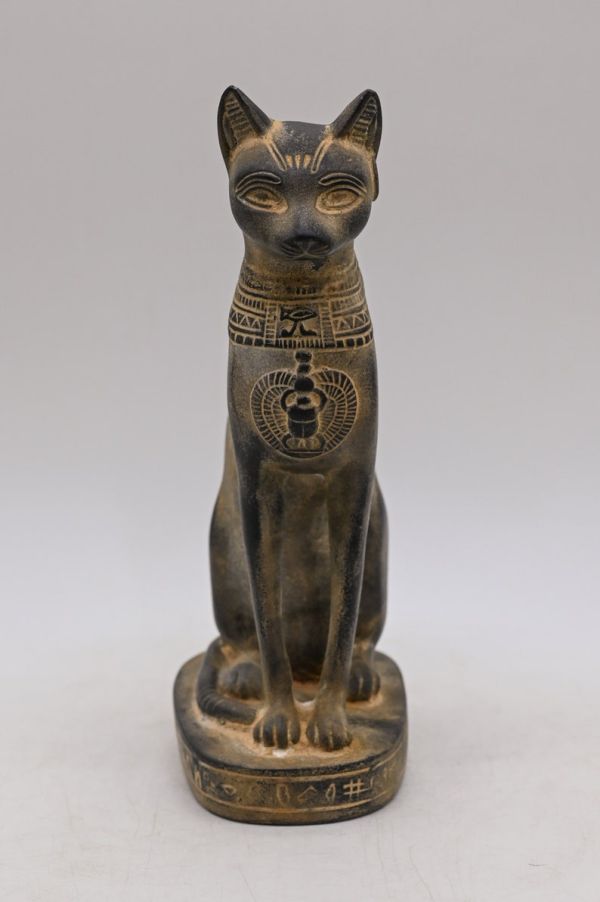 Rare Ancient Egyptian Cat BASTET GODDESS of Protection with the Scarab and the wings-Handmade of heavy stone-made with Egyptian soul - Image 9