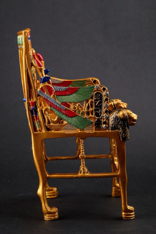 Gorgeous King Tutankhamun Throne - made from poly stone - hand painted Replica - handmade - made in Egypt - Image 4