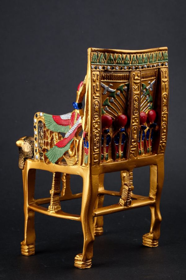 Gorgeous King Tutankhamun Throne - made from poly stone - hand painted Replica - handmade - made in Egypt - Image 6