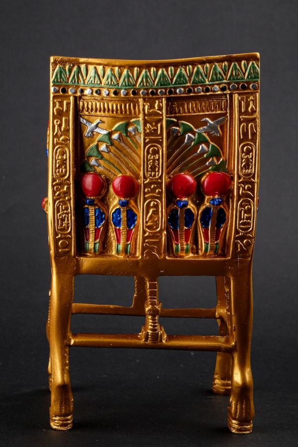 Gorgeous King Tutankhamun Throne - made from poly stone - hand painted Replica - handmade - made in Egypt - Image 2