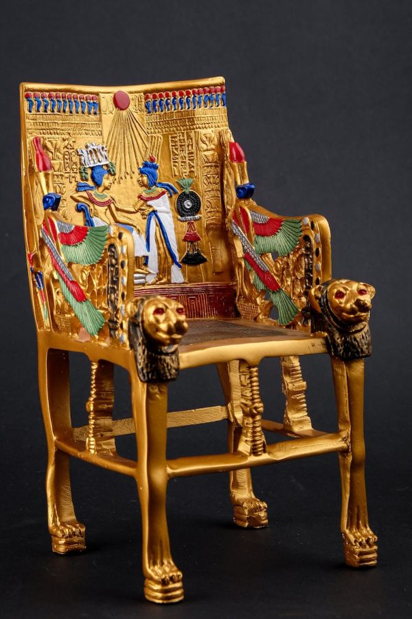 Gorgeous King Tutankhamun Throne - made from poly stone - hand painted Replica - handmade - made in Egypt - Image 5