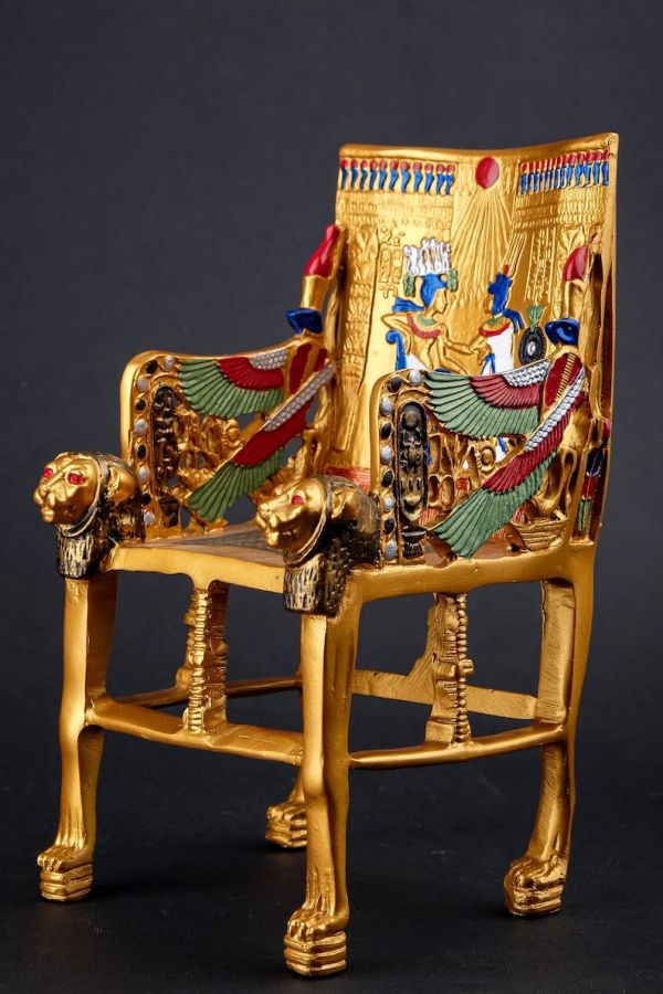 Gorgeous King Tutankhamun Throne - made from poly stone - hand painted Replica - handmade - made in Egypt