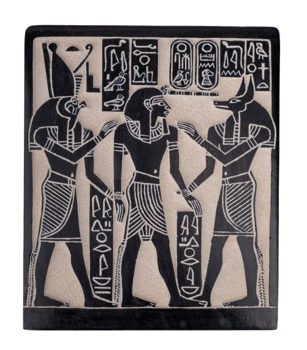 Unique ancient Egyptian Wall relief of Anubis and Horus bless Ramses II heavy basalt stone hand carved made in Egypt - Image 2