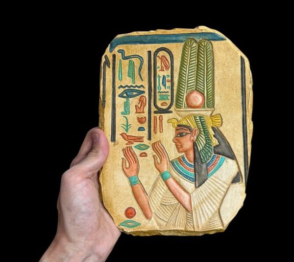 Breathtaking Wall Mounted Egyptian Sunken Relief of Queen Nefertari - Stone Egyptian Relief - Egyptian Wall Decor - Handmade in Egypt - Image 2