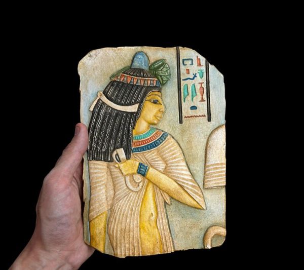 Cleopatra Egyptian Bas-Relief Wall Mounted Stone Tablet - Stone Egyptian Relief - Egyptian Wall Decor - Carefully Handmade in Egypt