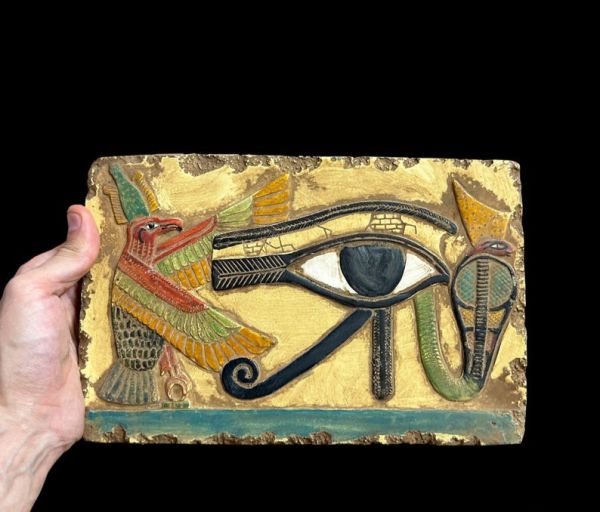 Eye of Horus Tablet For Healing n Protection - Egyptian Bas-Relief - Egyptian Altar n Shrine - Handmade In Egypt of Stone