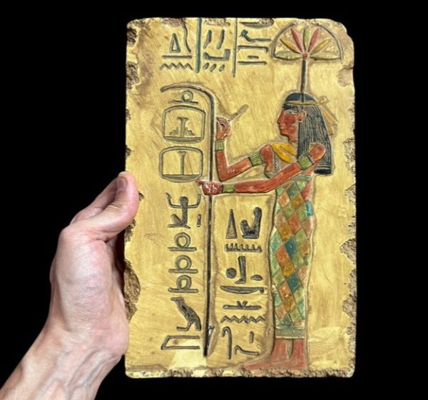 Rare Egyptian Tablet of Goddess Seshat For Wisdom and Enlightenment - Egyptian Altar and Shrine Tools - Carefully Handmade In Egypt of Stone