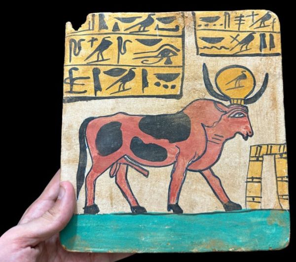 Rare Apis Wooden Tablet - Egyptian Bull Apis Tablet - Carefully Handmade In Egypt Using Real Wood