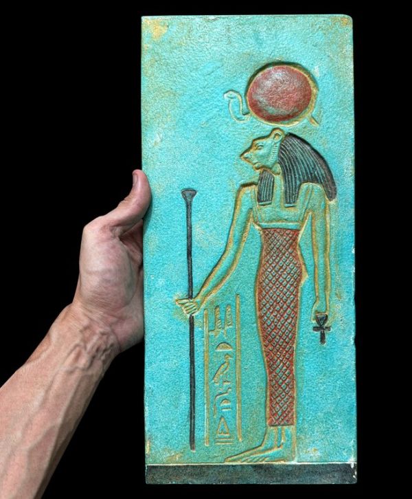 Rare Wall Mounted Stone Relief Sculpture of The Mighty Sekhmet - Egyptian Altar Tools - Egyptian Wall Decor n Artwork - Handmade In Egypt - Image 2