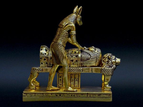 Anubis -fabulous statue of the Egyptian god of mummification-death-protection-stone & gold leaf sculpture antiques statue-made in Egypt - Image 6