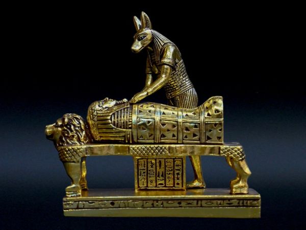 Anubis -fabulous statue of the Egyptian god of mummification-death-protection-stone & gold leaf sculpture antiques statue-made in Egypt - Image 3