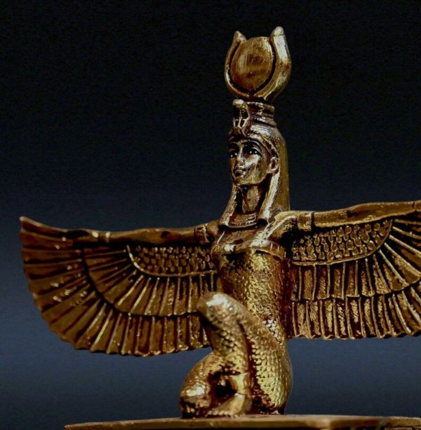 unique Isis Wings goddess of healing statue goldleaf Sculpture Egyptian art made in Egypt - Image 5