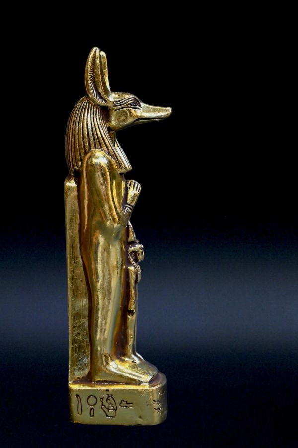 unique statue Anubis God of Death Sculpture heavy stone gold leaf made in Egypt - Image 2