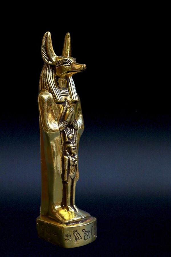 unique statue Anubis God of Death Sculpture heavy stone gold leaf made in Egypt