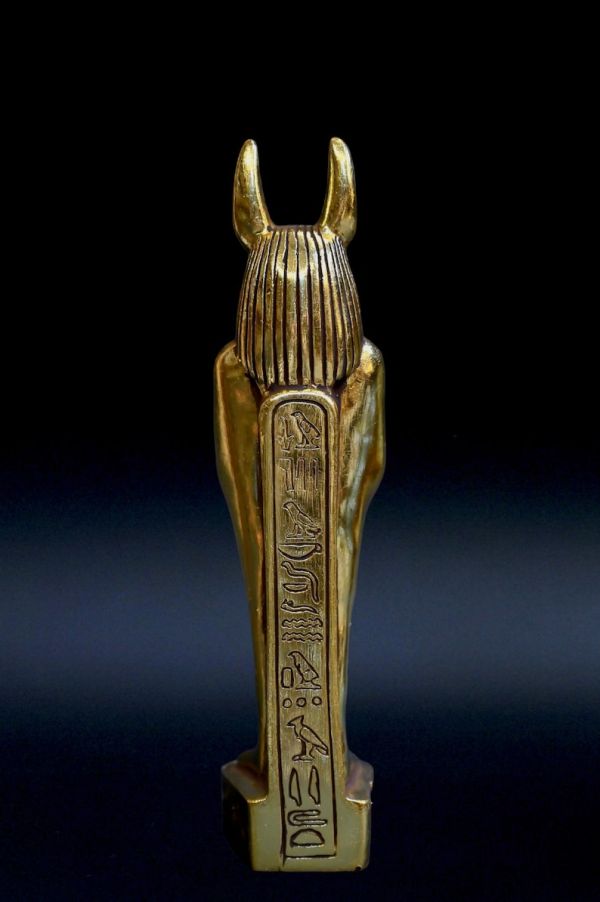 unique statue Anubis God of Death Sculpture heavy stone gold leaf made in Egypt - Image 5