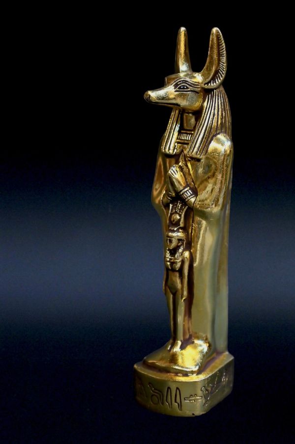 unique statue Anubis God of Death Sculpture heavy stone gold leaf made in Egypt - Image 3