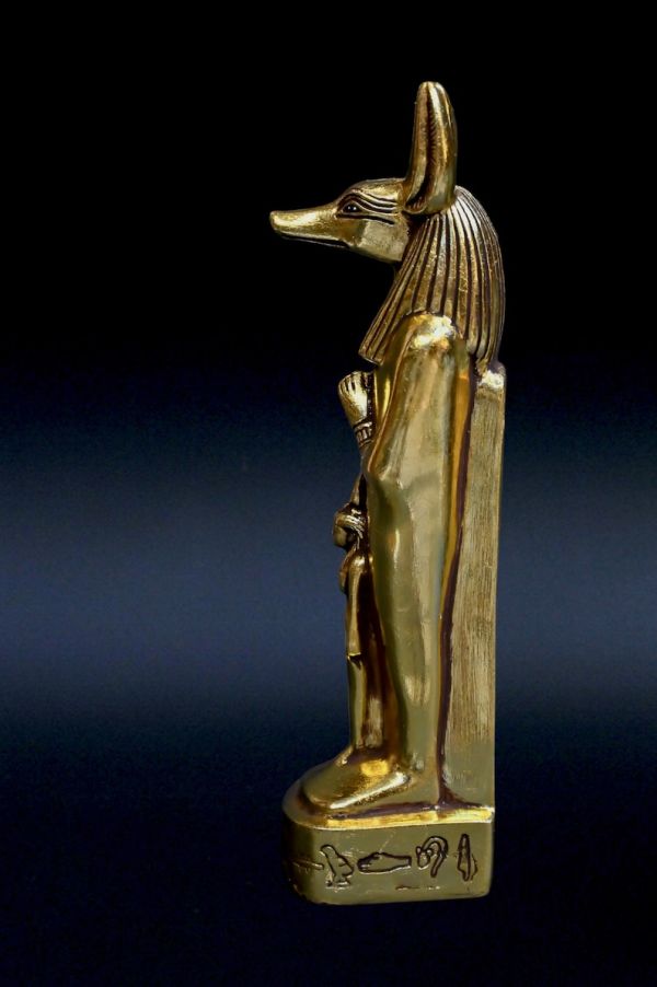 unique statue Anubis God of Death Sculpture heavy stone gold leaf made in Egypt - Image 4