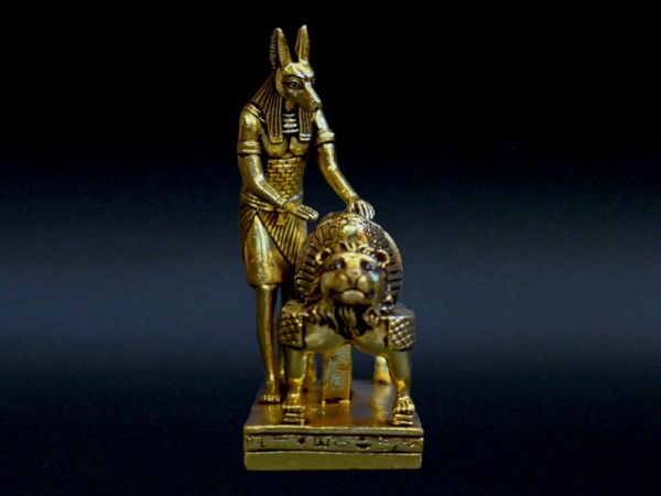 Anubis -fabulous statue of the Egyptian god of mummification-death-protection-stone & gold leaf sculpture antiques statue-made in Egypt - Image 5