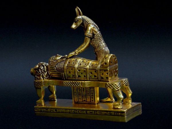 Anubis -fabulous statue of the Egyptian god of mummification-death-protection-stone & gold leaf sculpture antiques statue-made in Egypt - Image 4